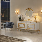 Stylish Round Mirror with Elegant Gold Detailing