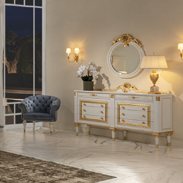 Stylish Round Mirror with Elegant Gold Detailing