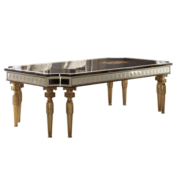 Elegant Rectangular Dining Table with Luxurious Gold Accents