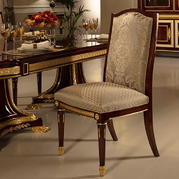 Elegant Upholstered Dining Chair with Gold Accents