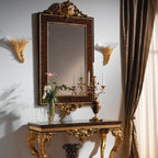 Elegant Baroque-Style Mirror with Rich Dark Frame