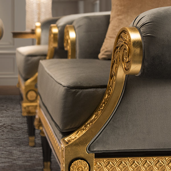 Regal Armchair with Opulent Accents and Luxurious Comfort