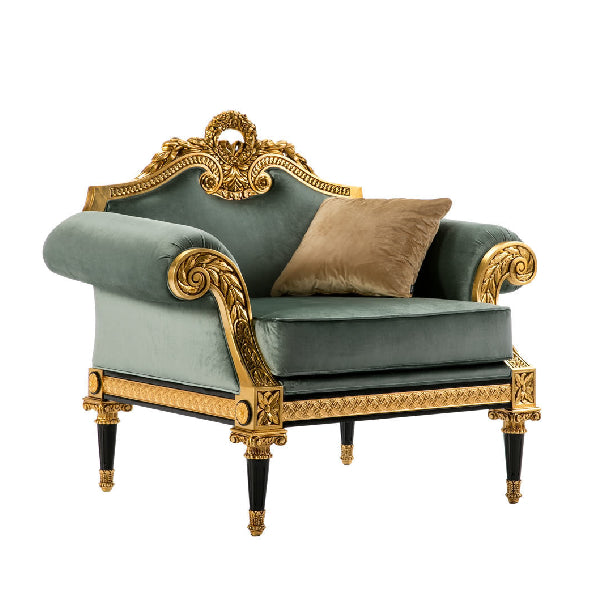 Regal Armchair with Opulent Accents and Luxurious Comfort