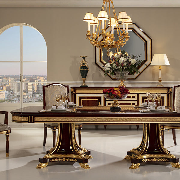 Elegant Upholstered Dining Chair with Gold Accents
