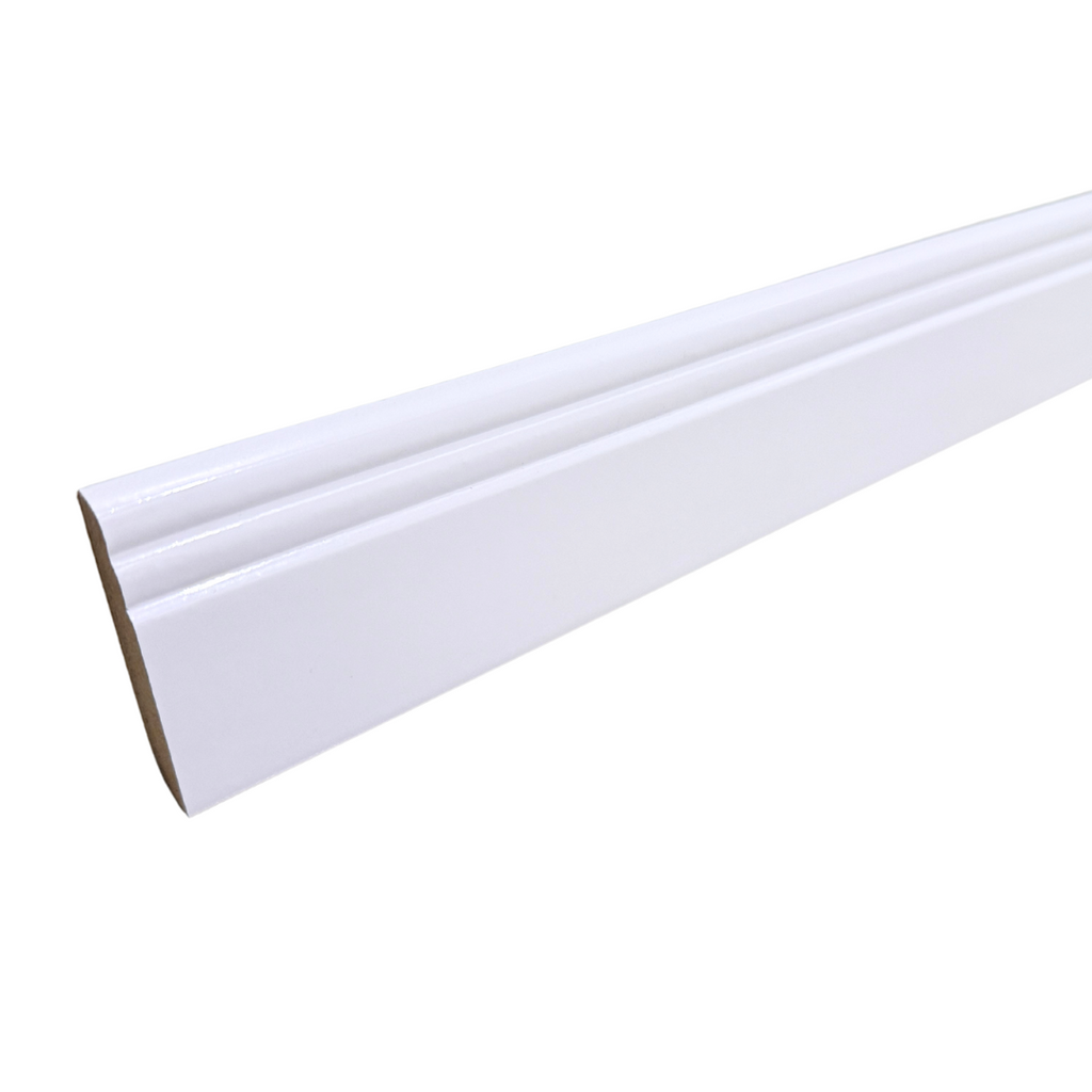 Purely Panache White Pre-Primed MDF Skirting Board, Torus Design, 1.17 Meter Length, 3 Inch Height, Installation Kit Included, Same-Day Shipping