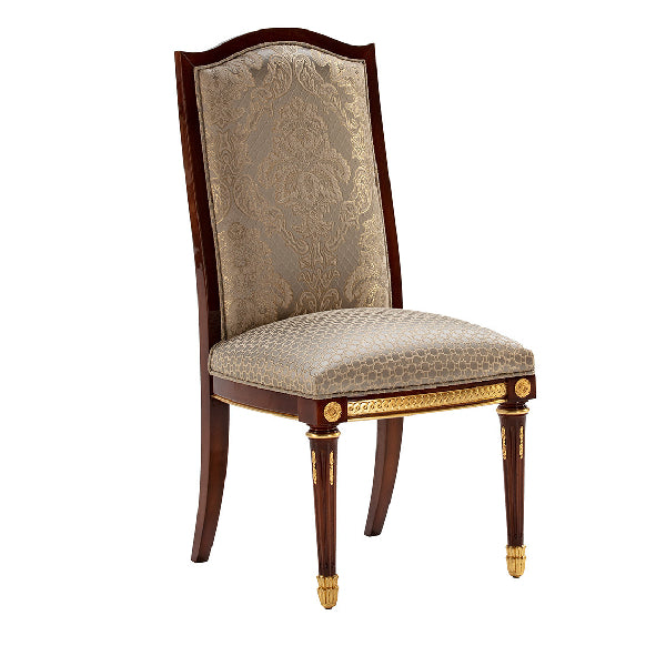 Elegant Upholstered Dining Chair with Gold Accents