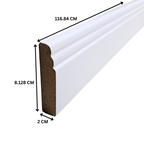 Purely Panache White Pre-Primed MDF Skirting Board, Torus Design, 1.17 Meter Length, 3 Inch Height, Installation Kit Included, Same-Day Shipping
