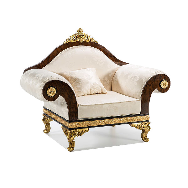 Elegant Antique-Inspired Armchair with Intricate Detailing