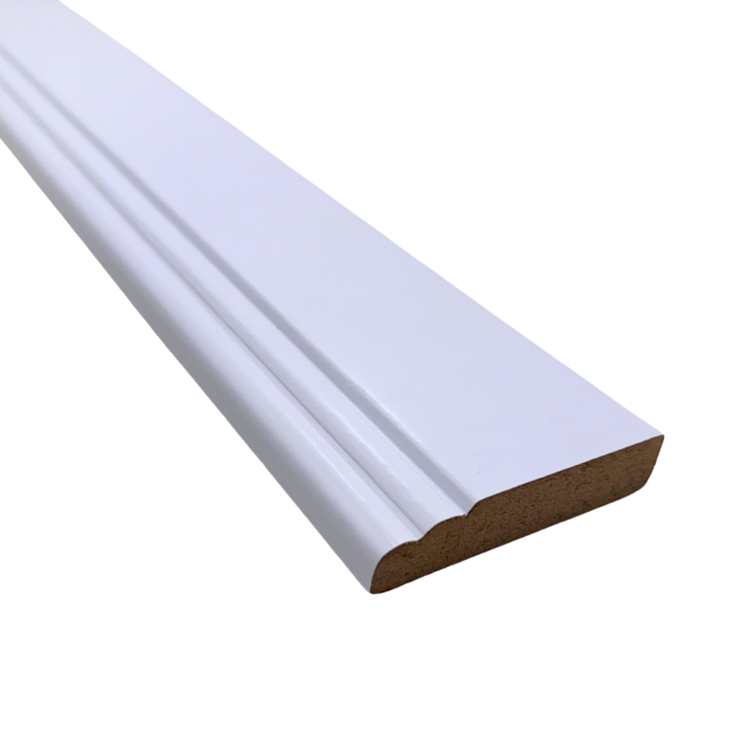 Purely Panache White Pre-Primed MDF Skirting Board, Torus Design, 1.17 Meter Length, 3 Inch Height, Installation Kit Included, Same-Day Shipping