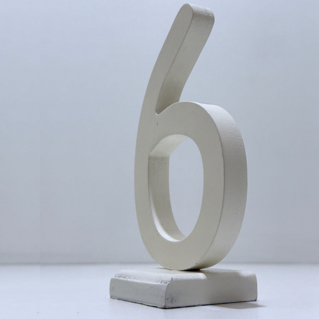 Decorative Wooden Number 6 in White- Perfect for Home decoration