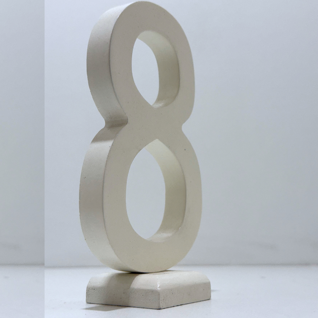 Decorative Wooden Number 8 in White- Perfect for Home decoration