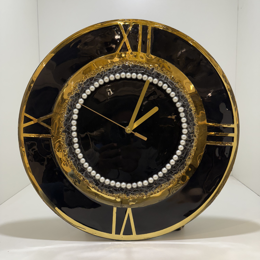 Luxury Pearl-Accent Roman Numeral Wall Clock – 16-Inch