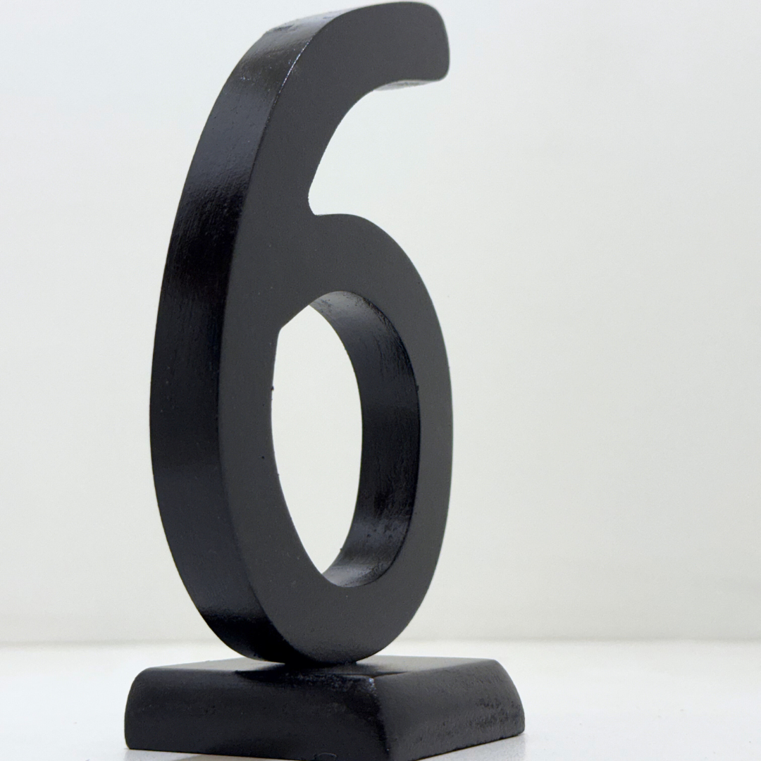 Decorative Wooden Number 6 in Black - Perfect for Home decoration