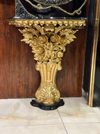 Opulent Gold Console Table with Black Marble Top