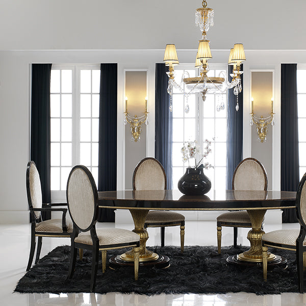 Stylish Round Back Dining Chair with Elegant Gold Details