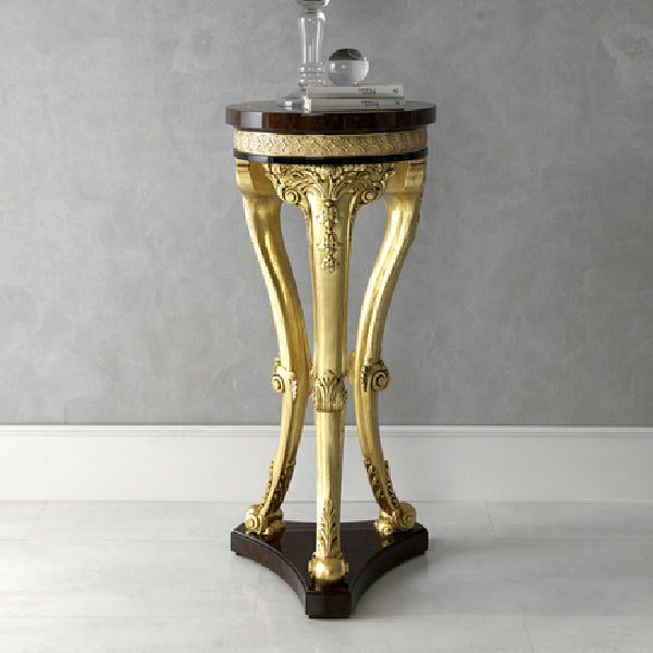Exquisite Gold and Dark Wood Accent Table