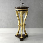 Exquisite Gold and Dark Wood Accent Table