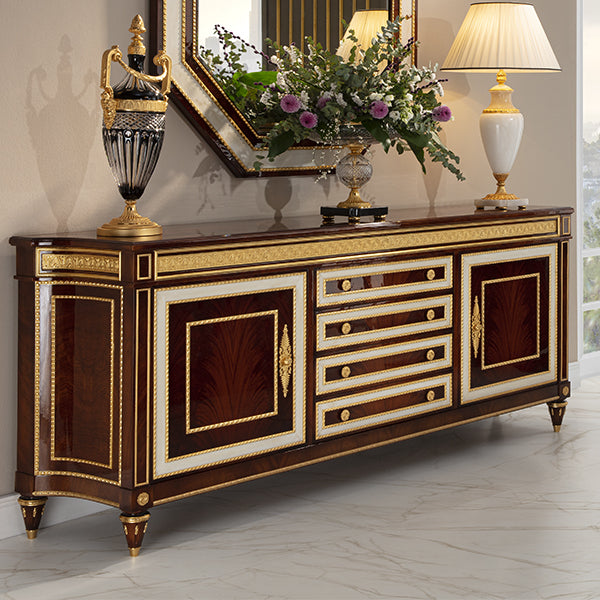 Sophisticated Brown Wood Sideboard with Intricate Design