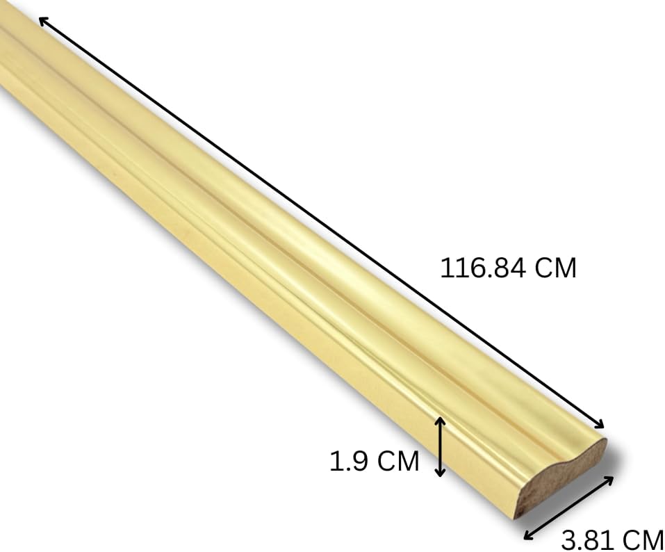 Pre-Finished White MDF Dado Rail – 115 cm | Waterproof, Decorative Wall Moulding | No Painting Required (Light Gold)