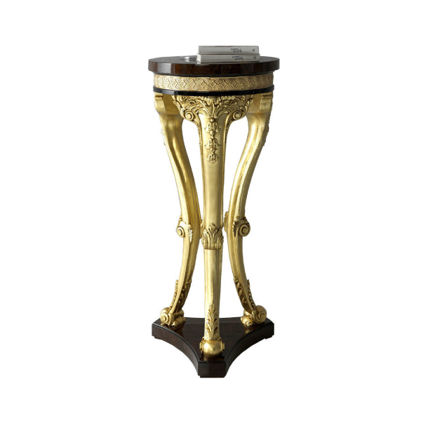 Exquisite Gold and Dark Wood Accent Table