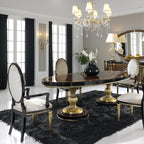 Stylish Round Back Dining Chair with Elegant Gold Details