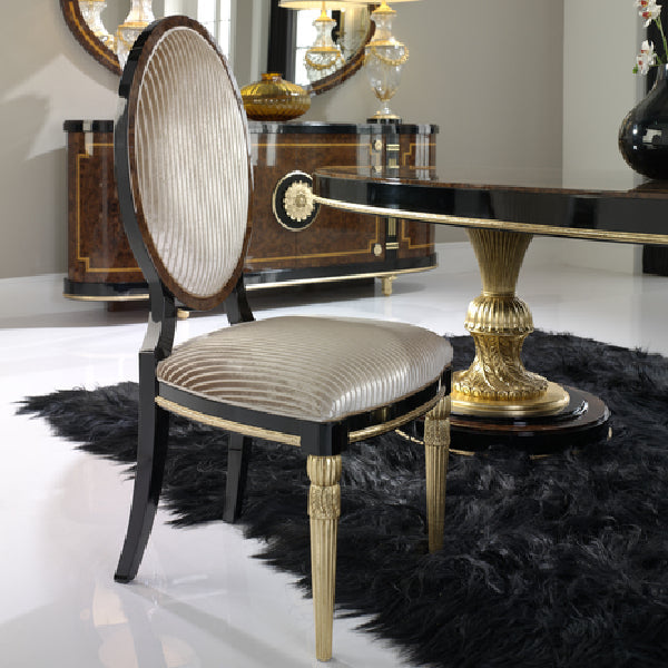 Stylish Round Back Dining Chair with Elegant Gold Details