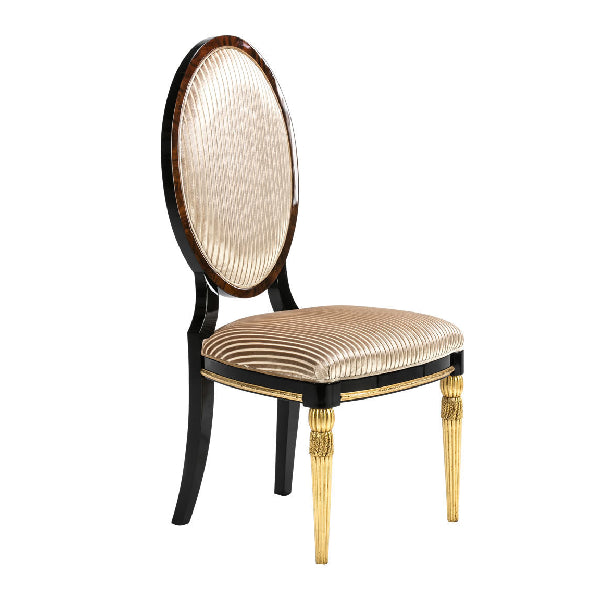 Stylish Round Back Dining Chair with Elegant Gold Details