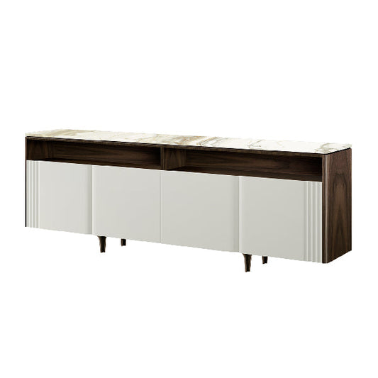 Media console with marble top and sleek design – High-quality home furnishing