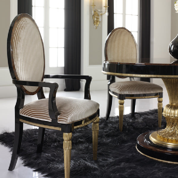 Elegant Oval Back Armchair with Luxurious Detailing