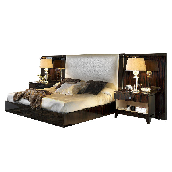 Sleek Upholstered Bed with Integrated Nightstands