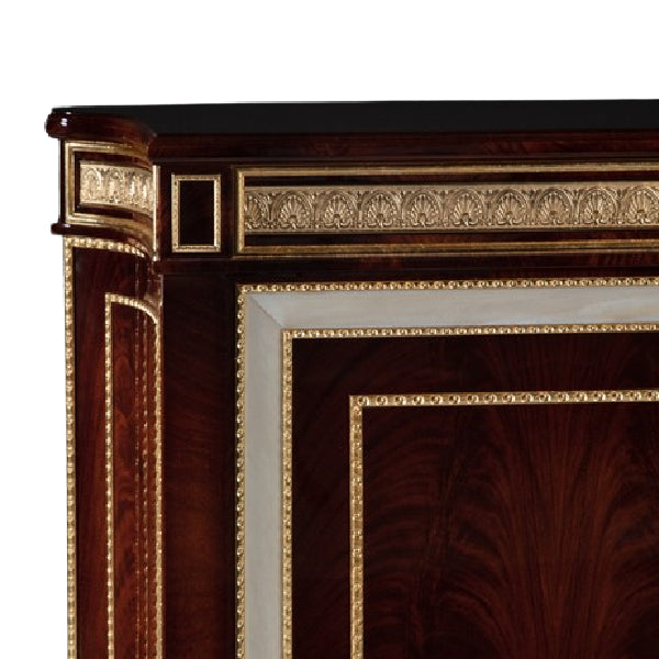 Timeless Brown Wood Sideboard with Elegant Gold Accents