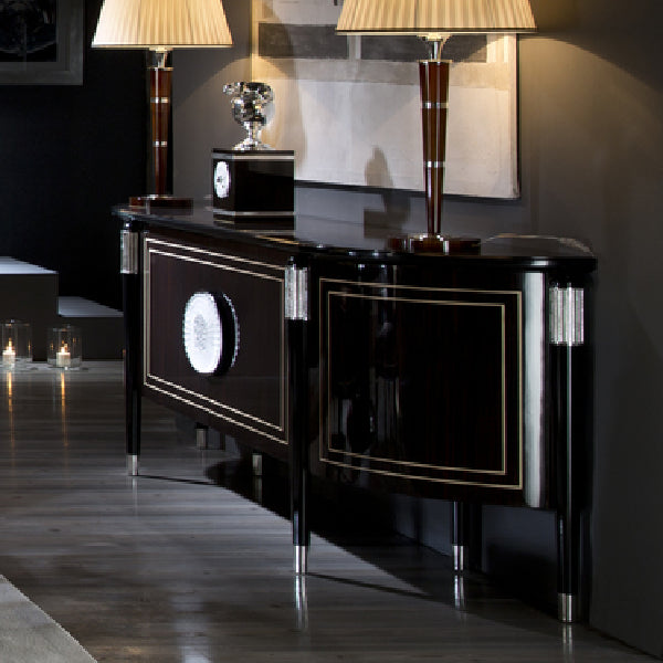 Elegant media console with intricate design