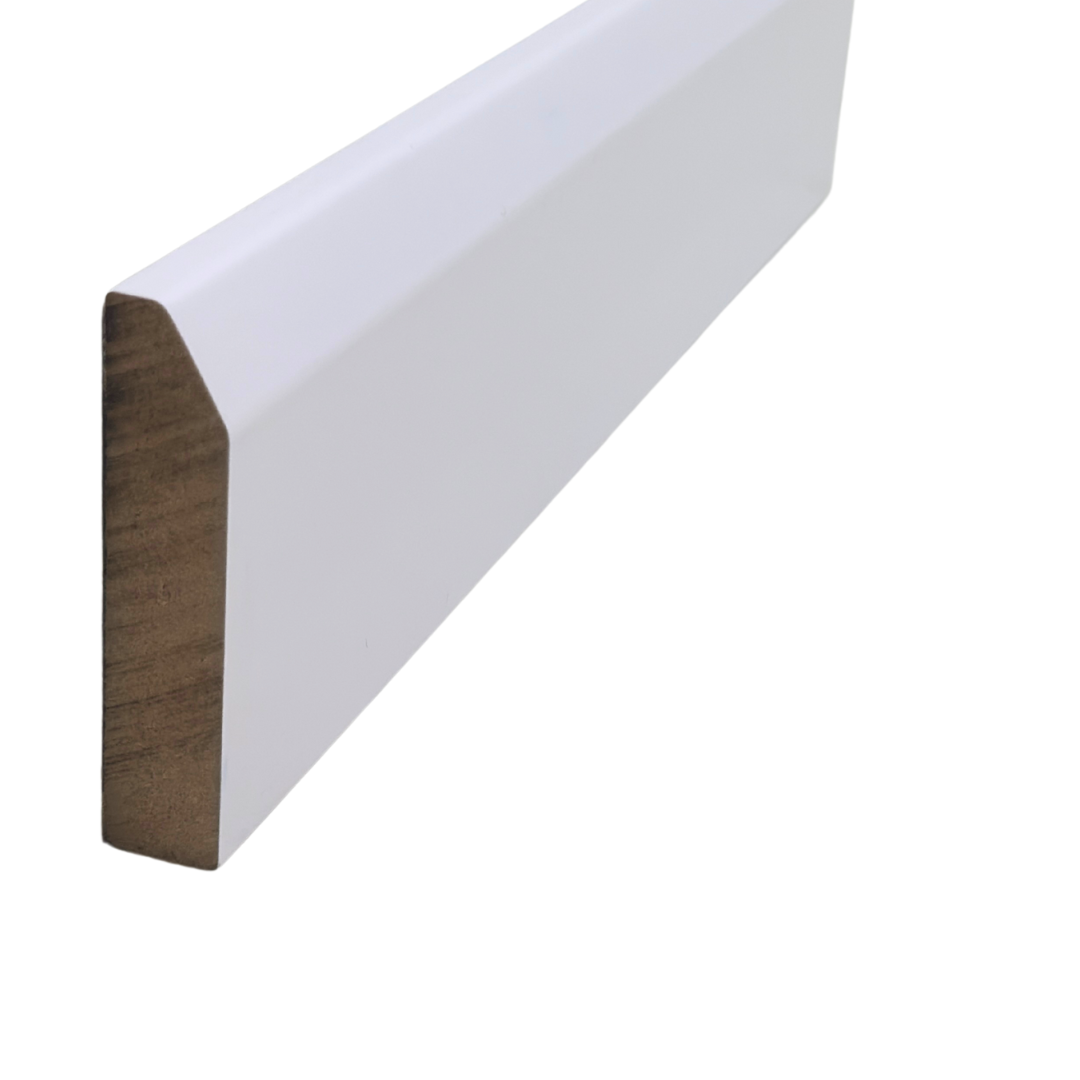 White MDF Skirting Board 116 cm – Chamfered Profile | Pre-Finished & Moisture-Resistant | Easy to Fit with Fixings | Modern Baseboard Trim | Ships Same Day – Purely Panache