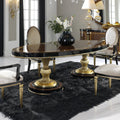 Elegant Oval Dining Table with Luxurious Gold Accents