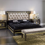 Chic Upholstered Bed with Glamorous Finish