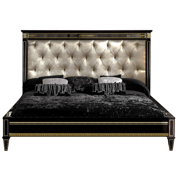 Chic Upholstered Bed with Glamorous Finish