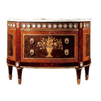 Elegant Bow-Front Chest with Intricate Inlay and Marble Top