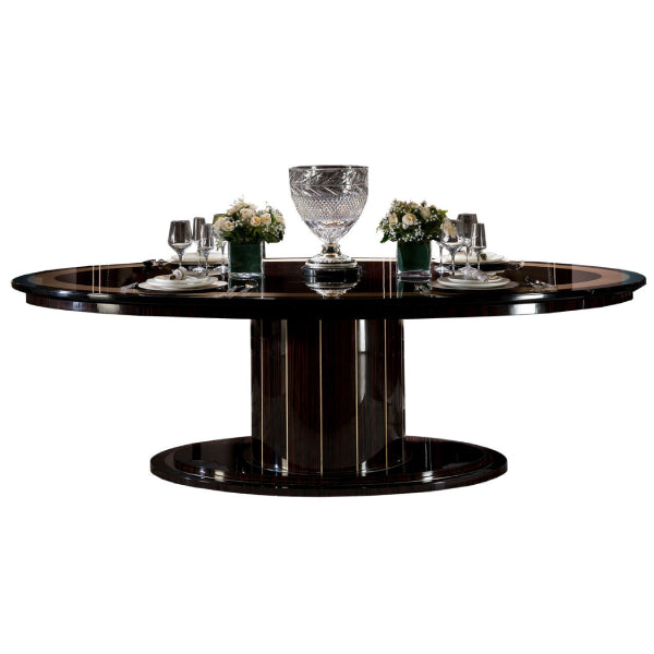 Elegant Oval Dining Table with Rich Finishes and Modern Design
