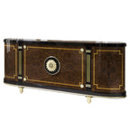 Exquisite Curved Sideboard with Rich Wood and Elegant Accents