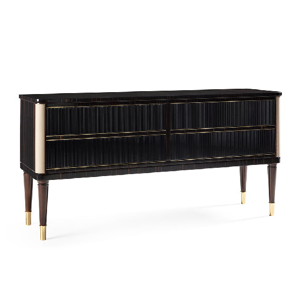 Elegant Art Deco-Inspired Console Table with Rich Textures and Sleek Lines