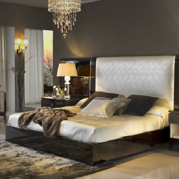 Elegant Bed with Integrated Nightstands and Luxurious Details