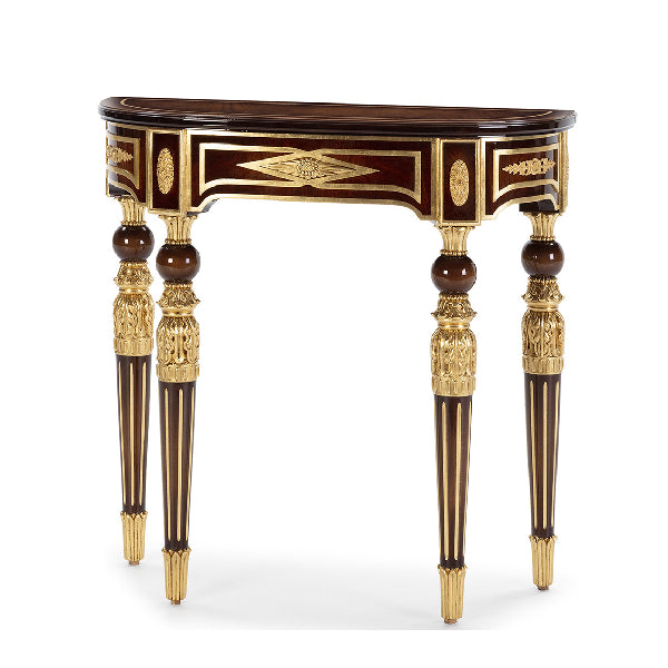 Exquisite Demi-Lune Console Table with Luxurious Gold Accents