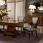 Sophisticated Floral Upholstered Dining Chair with Gold Accents