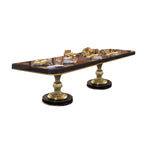 Stunning Rectangular Dining Table with Ornate Gold Accents