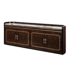 Sleek Brown Wood Sideboard with Marble Top and Elegant Inlays