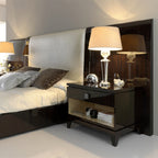 Elegant Bed with Integrated Nightstands and Luxurious Details