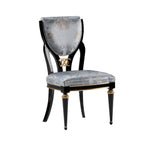 Sophisticated Floral Upholstered Dining Chair with Gold Accents