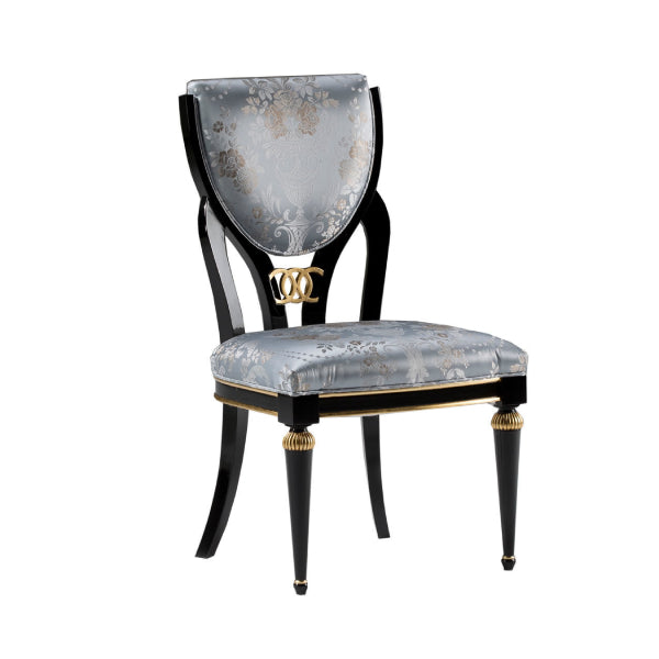 Sophisticated Floral Upholstered Dining Chair with Gold Accents