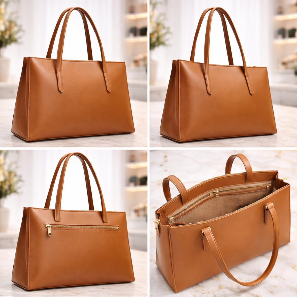 Classic Tan Structured Tote Bag – Everyday Elegance