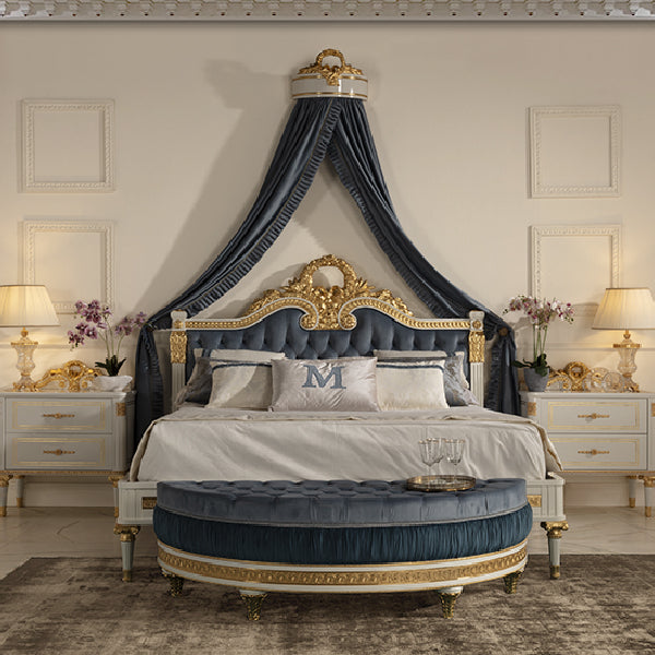 Regal Upholstered Bed with Ornate Detailing
